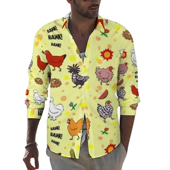Рубашка с цыпленком, повседневные рубашки с животными, блузки в уличном стиле, весенняя модная одежда больших размеров.