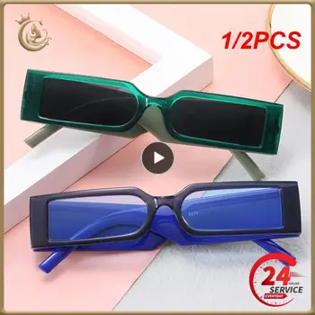 Модные солнцезащитные очки в прямоугольной оправе из 1/2 предметов, модные дизайнерские очки в стиле хип-хоп 2021, винтаж, Оптовая продажа, очки с черными оттенками, роскошь для мужчин и женщин