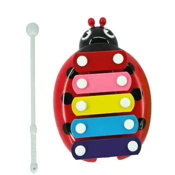 Красочный 5-нотный Перезвон Ксилофон с деревянным молотком Музыкальный инструмент Для детей Дошкольного возраста Вечеринка по развитию, Музыкальная игрушка
