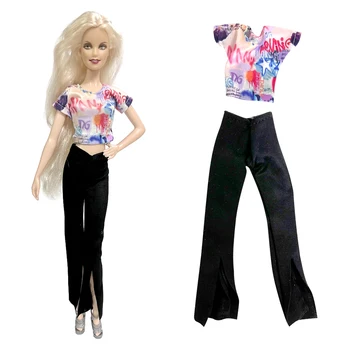 1 шт., Новый офисный женский наряд, модный комплект одежды для куклы Барби, фиолетовая рубашка, Черные Длинные брюки для кукол 1/6, аксессуары для кукол
