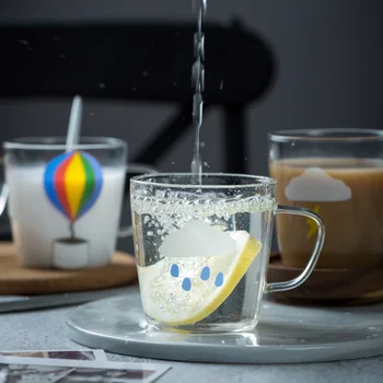 1шт Прозрачная Креативная Стеклянная кружка для кофе, чая, напитков, десерта, молока для завтрака, стеклянные кружки с ручкой, посуда для напитков