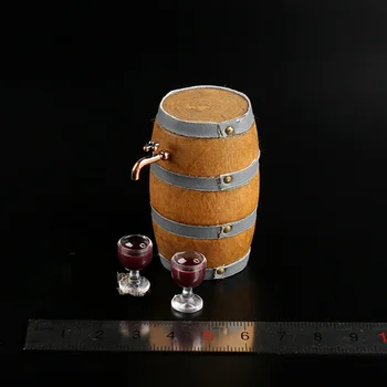 Модель солдатика в мини-бочке из-под красного вина и винном бокале в масштабе 1/12 для 6-дюймовой фигурки, украшения сцены, аксессуаров, дисплея