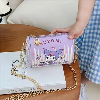 Сумка Kuromi My Melody из мультфильма Kawaii Sanrio, детская кожаная сумка через плечо, ведро для воды для начальной школы для девочек, сумка на плечо в подарок