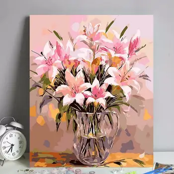 Цветок лилии, украшение ресторана в скандинавском стиле, Картина ручной работы, Цветная масляная живопись