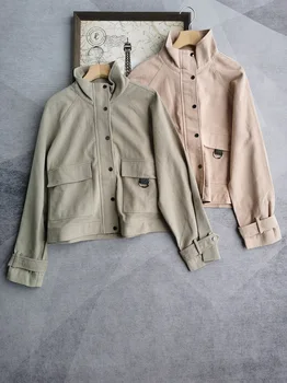 Летняя коллекция 2023 года, короткая куртка из денима в повседневном стиле с воротником-стойкой, расшитая бисером