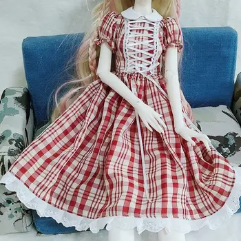 Новая кукольная одежда для 1/3 куклы Bjd, хлопковая одежда в клетку, Игрушки для девочек, модные аксессуары для кукол, подарок на день рождения, без куклы