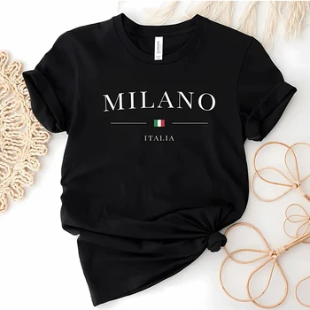 Женская модная летняя футболка с буквенным принтом Milano, женские футболки элитного бренда с короткими рукавами, Свободные мягкие рубашки Y2k из чистого хлопка