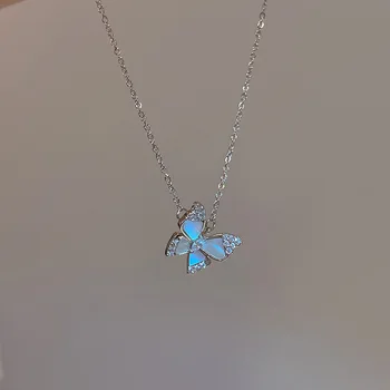 Новое блестящее ожерелье с бабочкой из горного хрусталя для женщин, очаровательная цепочка на ключицу, подарок для вечеринки, ювелирные аксессуары