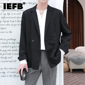 Осенний новый высококачественный маленький пиджак IEFB, Трендовый мужской Однотонный Универсальный Деловой Мужской повседневный блейзер Fashion Street 9C1038