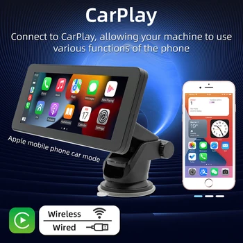 Автомобильный MP5-плеер, беспроводной Carplay Android Auto, совместимый с Bluetooth, Портативная автомобильная стереосистема со встроенным динамиком и сенсорным экраном 6,86 дюйма HD.