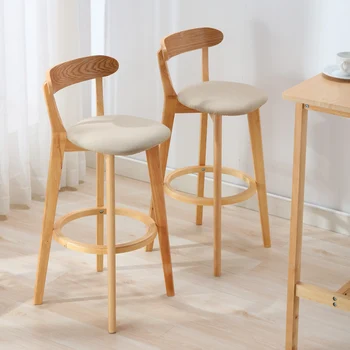 Высокий табурет из массива дерева, современный простой барный стул, легкий и роскошный барный стул со спинкой, барные столы и стулья Nordic Family.