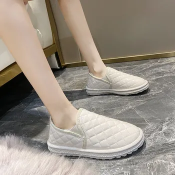 Женская обувь с хлопчатобумажной подкладкой для утолщенного хлеба, сохраняющая тепло зимой 2023 года, Новый универсальный Маффин с мокасинами на толстой подошве