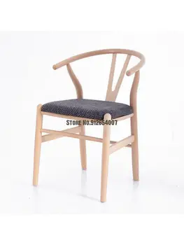 Обеденный стул из массива дерева Nordic, бытовой обеденный стол, легкий роскошный стул для отдыха, y-образный стул, чайный стул, ротанговый стул со спинкой