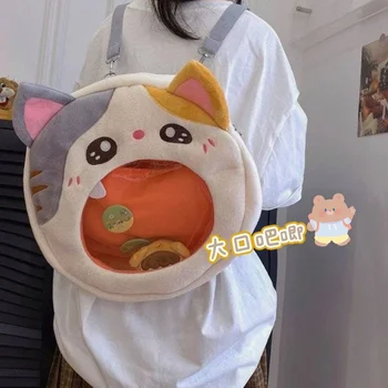 Hatsune Big Mouth Pain Bag, плюшевый рюкзак с милым оранжевым котом, сумка для показа аниме-куклы Bark