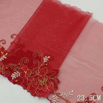 2 ярда красно-серая цветочная лента Ткань Сетка Тюль Кружевная отделка Аппликация швейное ремесло для украшения свадебного платья Высокое качество