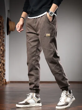 Повседневные брюки-карандаш с эластичной резинкой на талии, мужские осенние модные мешковатые брюки-джоггеры в корейском стиле на завязках