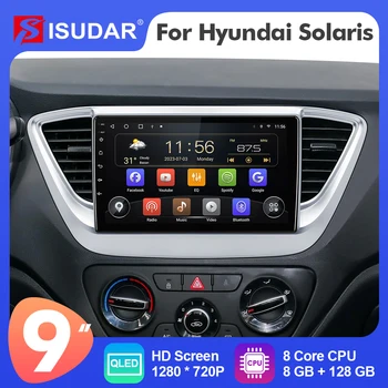 9-Дюймовый Автомобильный Радиоприемник Isudar Android 12 Для Hyundai Solaris 2 2017 2020 Carplay Автоматический Мультимедийный Плеер Стерео GPS No 2din