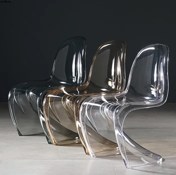 Скандинавский обеденный стул Креативный обеденный стул из акрилового пластика, стул-стойка, хрустальный табурет, мебель для столовой, Прозрачное кресло