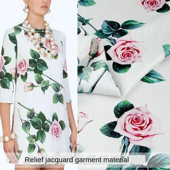 Жаккардовая полиэфирная ткань с принтом Бренда Rose, модная женская одежда, ткани с принтом, ткань для пошива платьев по мерке