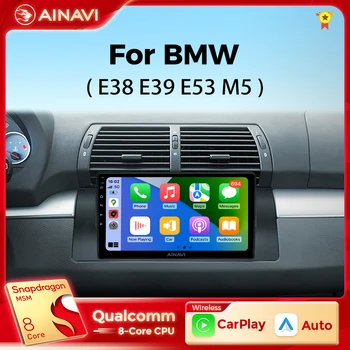 Автомобильный Радио Мультимедийный Плеер Ainavi Для BMW 5/7 Серии X5 E53 E38 E39 M5 Android 12 Auto Wireless Carplay Car Stereo DSP 2 Din