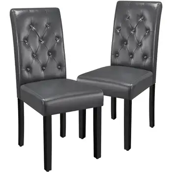 Обеденный стул Alden Design Parson из искусственной кожи с ножками из массива дерева, набор из 2 штук, для эспрессо