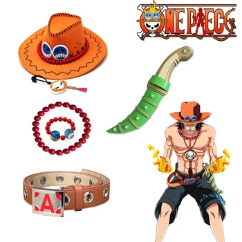 Цельные шляпы Portgas D Ace, пояс, браслет, ожерелье, кинжал, реквизит для косплея, ролевые игры, аксессуары для карнавала на Хэллоуин