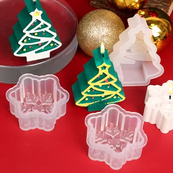 Форма для свечей, Рождественская елка, Снежинка, Силиконовая форма, 3D Принадлежности для изготовления рождественских свечей, Сделай САМ, Рождественский подарок, Силиконовая форма для свечей