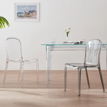 Пластиковый стул со спинкой Креативные Дизайнерские Обеденные стулья Nordic Прозрачная мебель для гостиной Sillas De Comedor ШХВХГ 30ХП