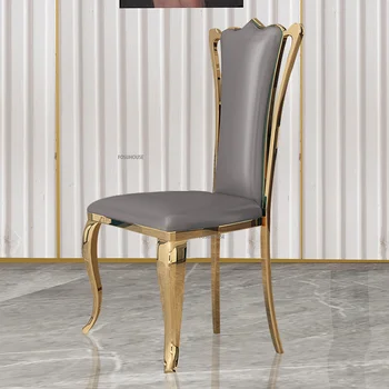 Легкий Роскошный обеденный стул Обеденные стулья из нержавеющей стали для кухонной мебели Современный шезлонг Ресторанный стул Домашний скандинавский стул