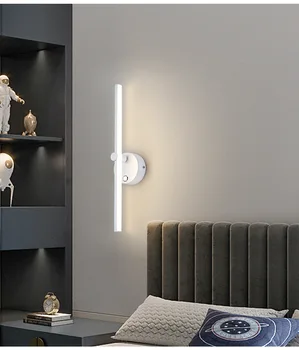 Скандинавский светодиодный настенный светильник для помещений, белый / черный, Прикроватное зеркало для спальни, Передний настенный светильник с выключателем AC110V / 220V
