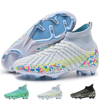 Оригинальные мужские футбольные бутсы, уличная нескользящая детская футбольная обувь, футбольные бутсы с газоном, футбольные бутсы с высокими щиколотками