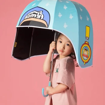 Креативный и персонализированный зонт в виде шлема, черный клеевой солнцезащитный крем и зонт от солнца, маленькая свежая ученица С прекрасной длинной ручкой S