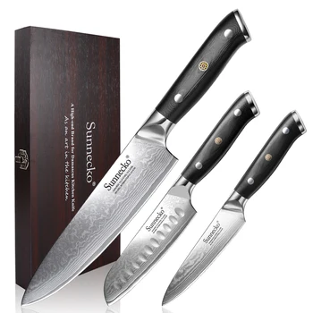 Высококачественный 3шт Набор поварских ножей VG10 Core из дамасской стали, кухонный нож для нарезки Сантоку, Ультраострая мясорубка для нарезки фруктов