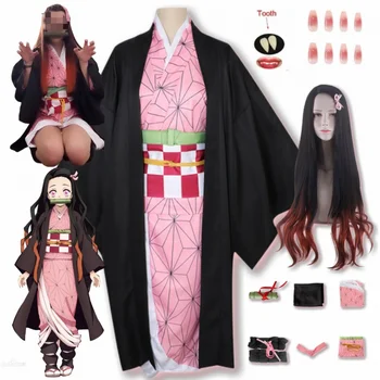 Истребительница демонов Камадо Незуко Косплей костюм аниме кимоно костюм