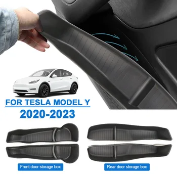 Ящик для хранения со стороны двери автомобиля, Вставной лоток, Органайзер, Держатель, Водонепроницаемые Аксессуары из TPE, Обновление для Tesla Model Y 2020 2021 2022 2023