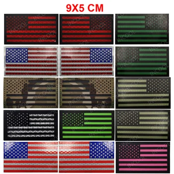 Инфракрасные ИК-Светоотражающие нашивки американского Флага США, Тактическая Военная нашивка Multicam, Байкерская застежка, Эмблема, значок 9X5 см