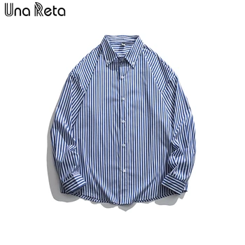 Мужская рубашка в полоску Una Reta, весна-осень, новая высококачественная рубашка с принтом харадзюку, уличная одежда, Ретро-рубашки, мужские