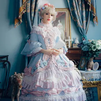 Тингтинг Сто юбок Шесть Свадебных юбок с цветами Версаля, Лолита, Великолепное свадебное платье с цветами, Длинное платье для девочек