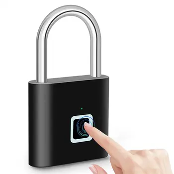 USB-зарядка без ключа, блокировка отпечатков пальцев, умный замок, водонепроницаемый дверной замок, 0,2 секунды разблокировки, портативный противоугонный замок, цинк