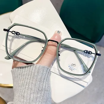 Ультралегкие синие блокирующие очки, простые очки в зеленой оправе для девочек, Синяя легкая оправа, Прозрачные очки для женщин