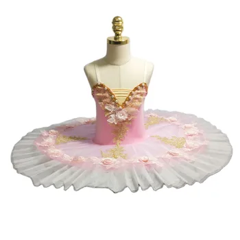 Розовая балетная юбка-пачка, сценический костюм цветочной феи ручной работы, плотная марлевая пышная юбка