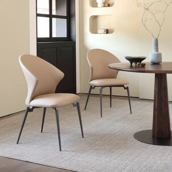 Современный офисный обеденный стул из скандинавской кожи, Стальной Металлический обеденный стул для кухни Hotel Silla Comedor Home Furniture A2