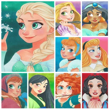 Disney 5D Алмазная живопись с изображением Мультяшной принцессы, Набор для вышивания круглыми бриллиантами, Детский Мозаичный дизайн 