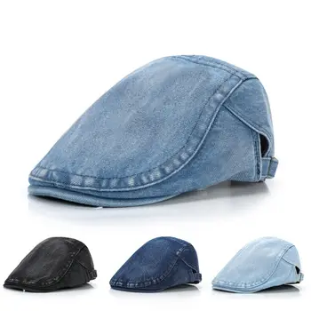 Модная Шляпа-берет Регулируемая Шляпа-берет Женщины Мужчины Джинсовый Берет Шляпа Газетчика Летняя Повседневная Солнцезащитная Шляпа Для Вождения Осенне-Зимняя Шляпа
