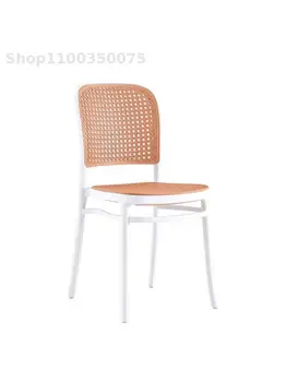 Скандинавский ротанговый стул, сетка, Красный Наружный Пластиковый Штабелируемый обеденный стул, обеденный стул для маленькой квартиры, Современный домашний письменный стул