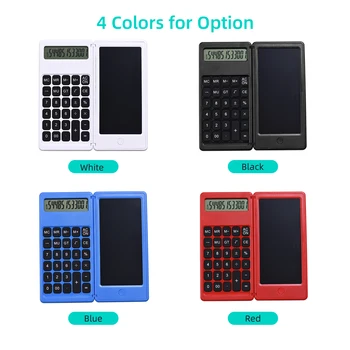 Складной калькулятор, 6-дюймовый ЖК-планшет для письма, цифровой блокнот для рисования, 12-значный дисплей со стилусом, кнопка стирания